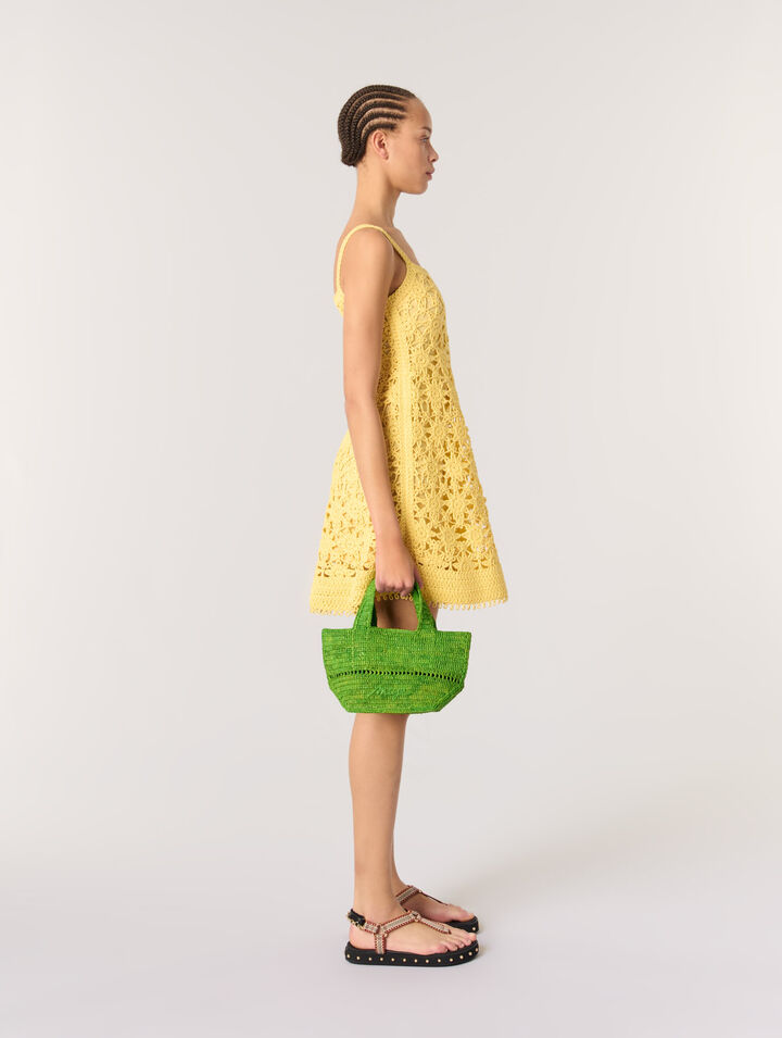 Vestido corto de tirantes de croché