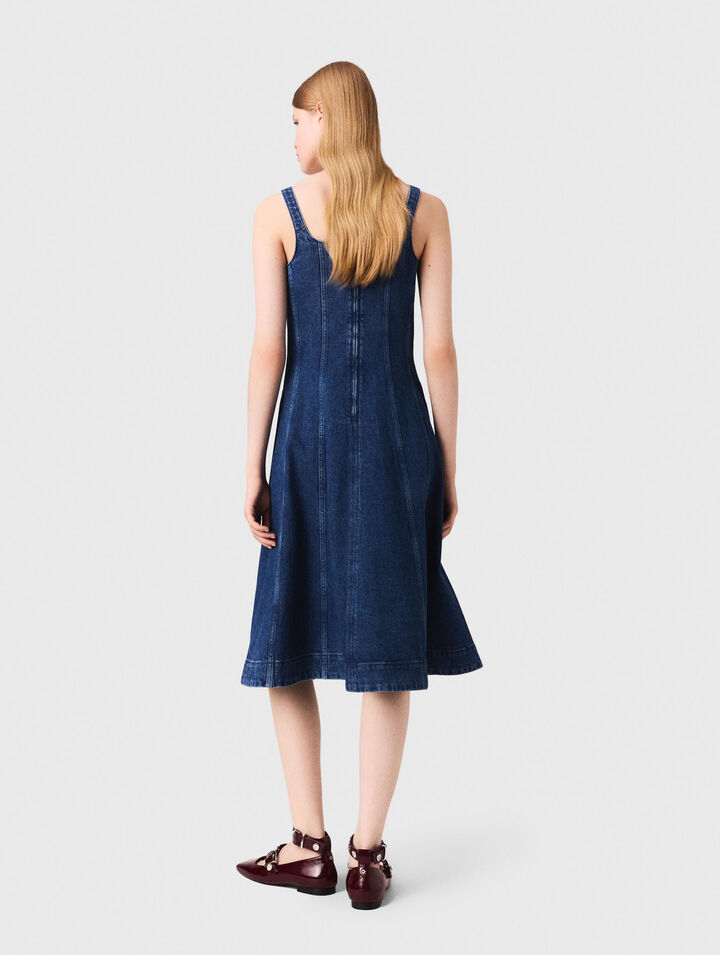 Vestido acampanado largo de denim