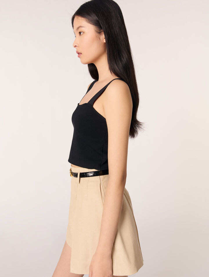 Crop top de punto con tirantes