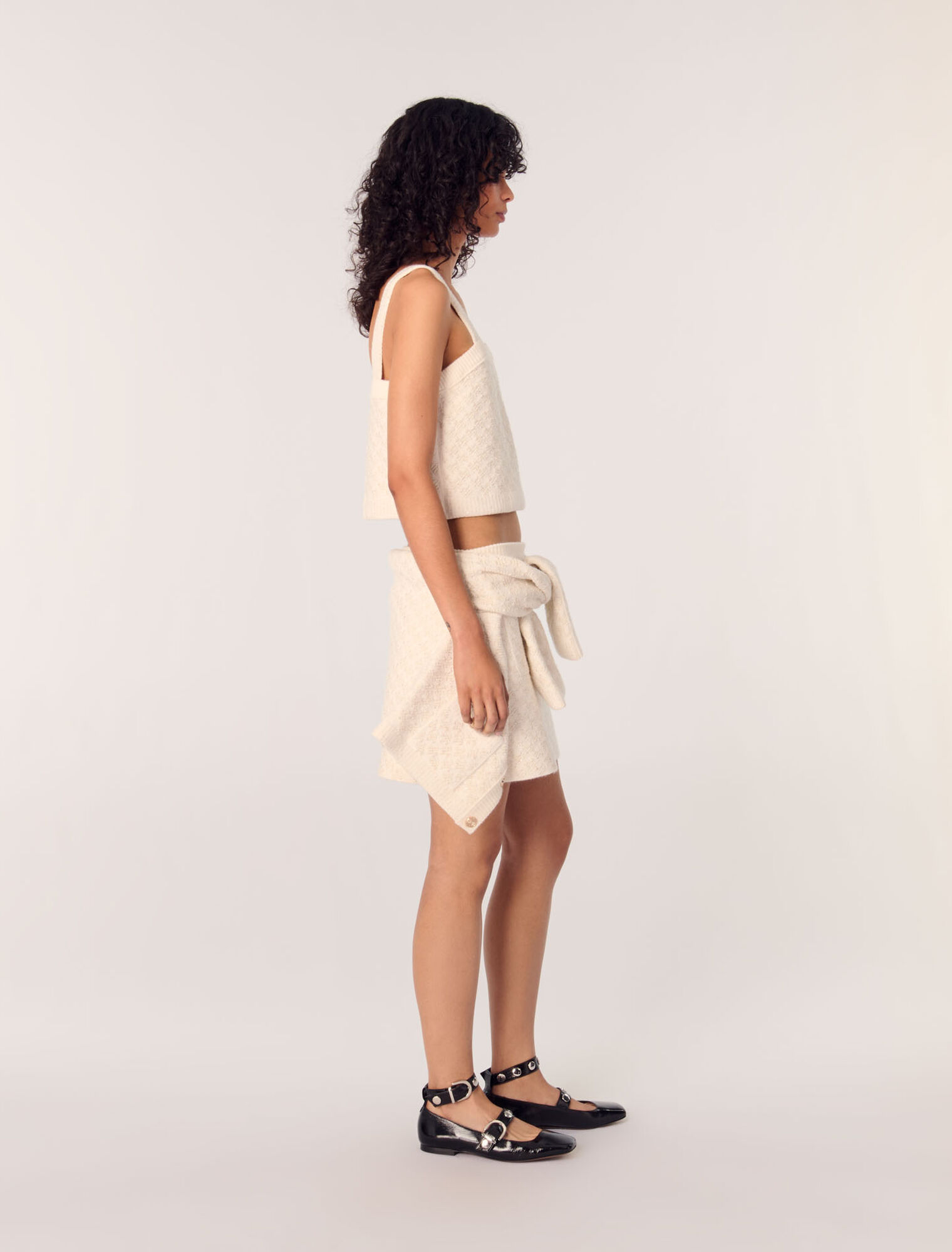 Top corto de punto efecto tweed