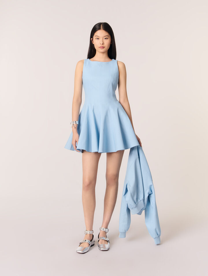 Vestido corto acampanado de algodón