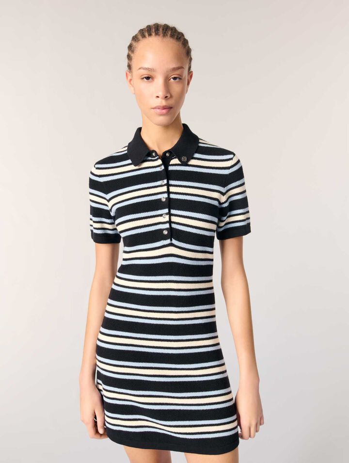 Vestido polo de punto a rayas
